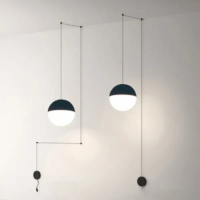 Minimalist black glass ball pendant light with modern spherical design and metal frame for kitchen decorbites glass ball chandelier