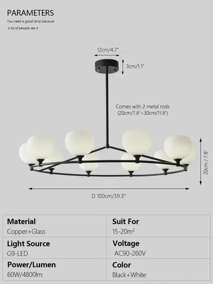 Minimalist black metal glass lampshade chandelier with white frosted globe shades for dining room decorbites glass lampshade