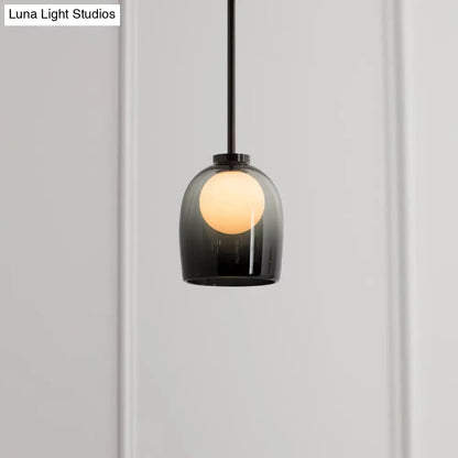 Minimalist Black Glass Pendant Lighting - Bell and Ball Design | Ideal Hanging Lamp for Dining Room