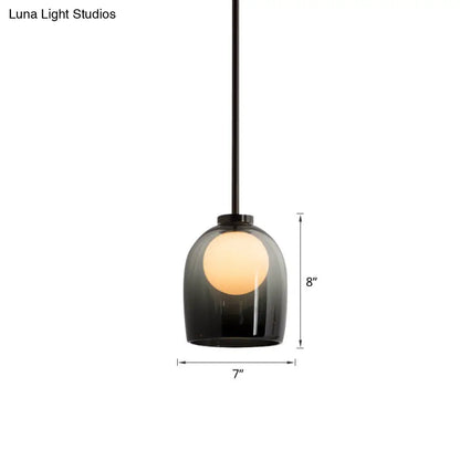 Minimalist Black Glass Pendant Lighting - Bell and Ball Design | Ideal Hanging Lamp for Dining Room