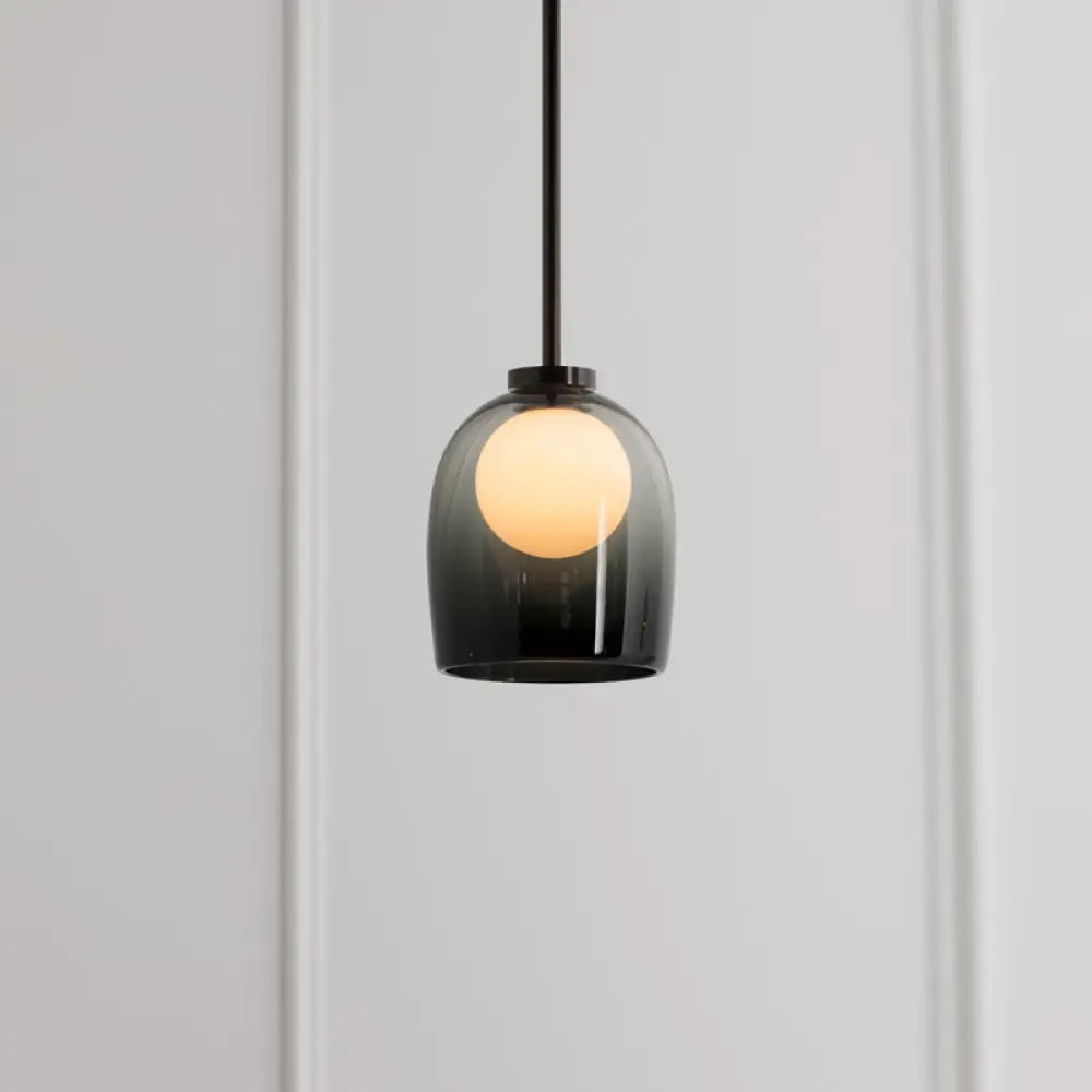 Minimalist Black Glass Pendant Lighting - Bell and Ball Design | Ideal Hanging Lamp for Dining Room