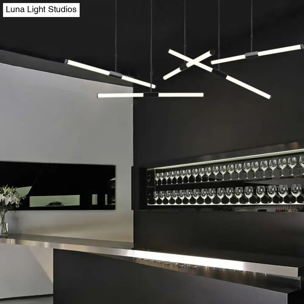 Decorbites minimalist glass tube pendant lamp with frosted white shade and black led for modern office lighting