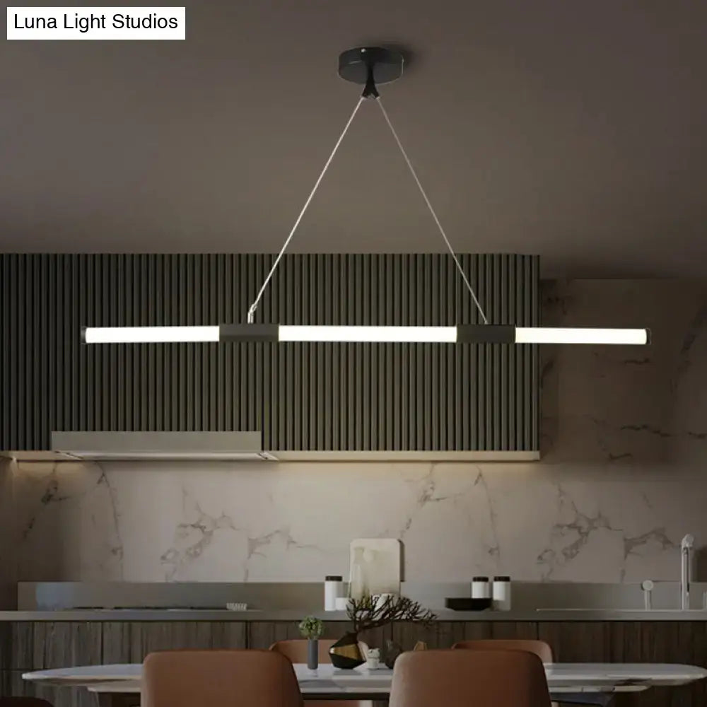DecorBites™ minimalist glass tube pendant lamp with frosted white shade and black LED for modern office lighting