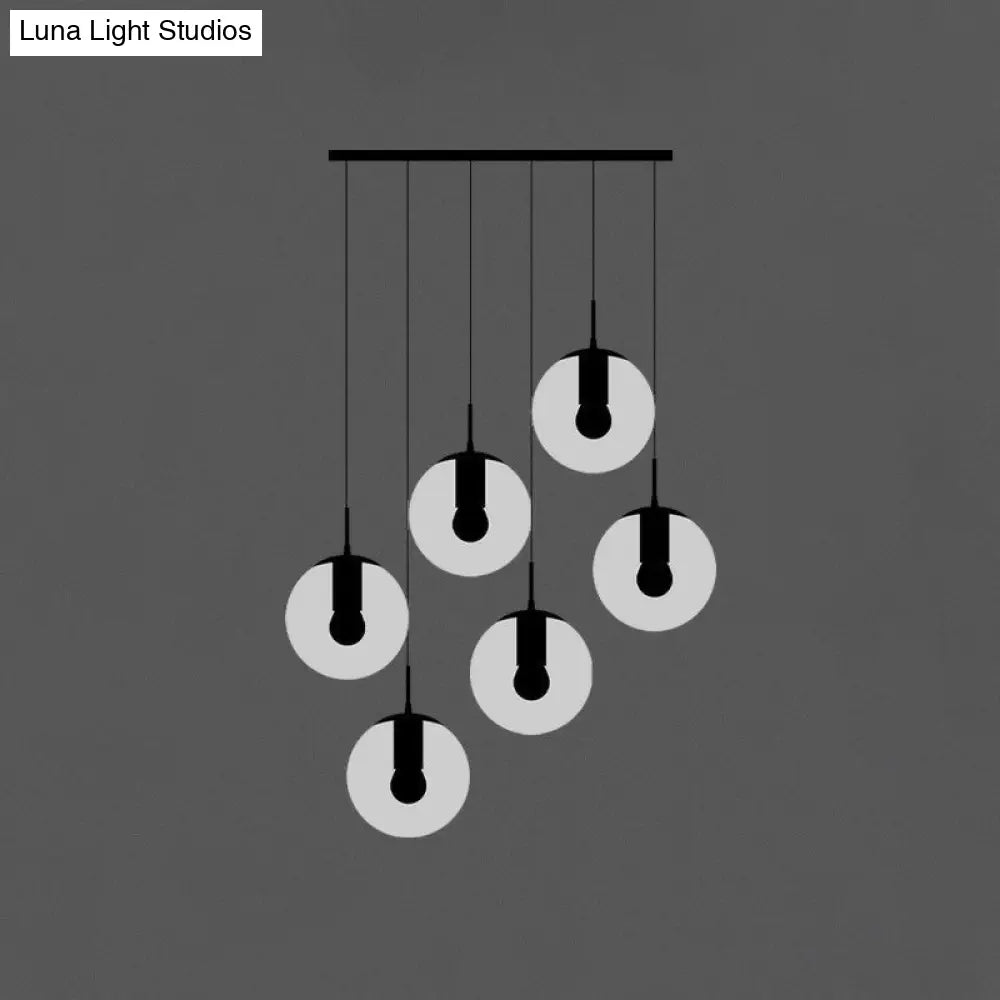 Minimalist Black Globe Pendant Light with Cream Glass - Ideal for Stairways