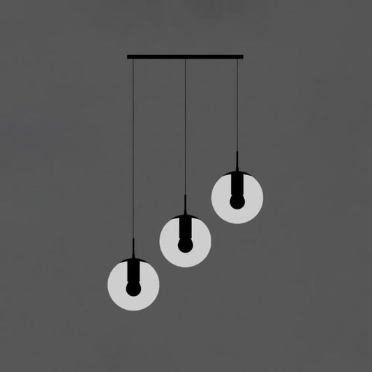 Minimalist Black Globe Pendant Light with Cream Glass - Ideal for Stairways