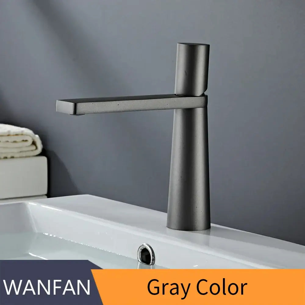 Gray matte-finish minimalist bathroom faucet mixer tap combining decorbites brass bathroom style with sleek design