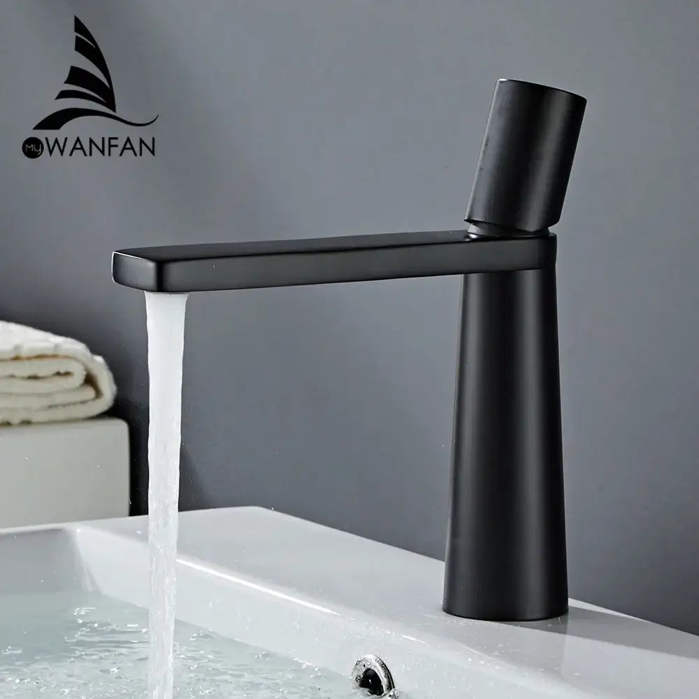 Minimalist black and gold brass bathroom faucet mixer tap with matte finish combines modern design and decorbites brass bathroom style