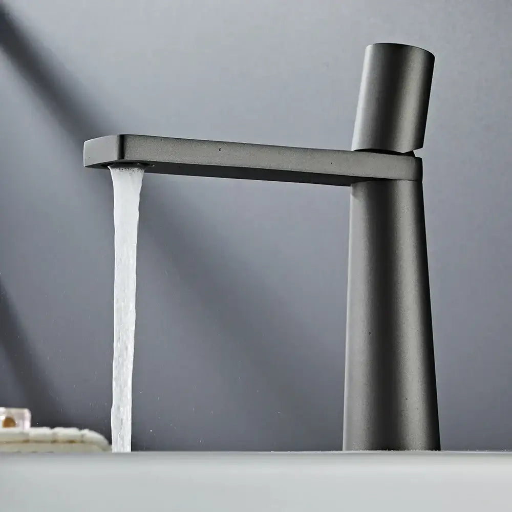Minimalist black and gold brass bathroom faucet mixer tap with modern matte black finish and rectangular spout decorbites brass bathroom