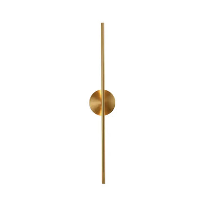 Minimalist black and gold copper wall sconce lamp with sleek vertical rod and circular base for bathroom decorbites copper wall use