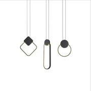 Set of three minimalist black and gold geometric decorbites crystal led pendant lights for modern kitchen decor