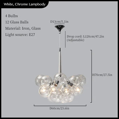 A modern white and chrome pendant light with 12 clear glass balls ceiling decorbites glass balls fixture