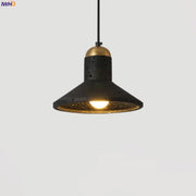 Minimalist black travertine led pendant light with gold-toned interior and accent for dining room decorbites black travertine