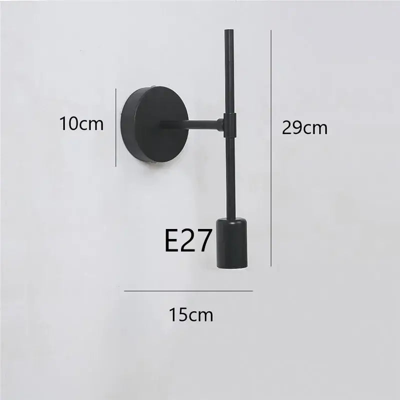Minimalist black iron glass led wall light with matte finish and cylindrical bulb holder for bedroom or living room decorbites iron glass