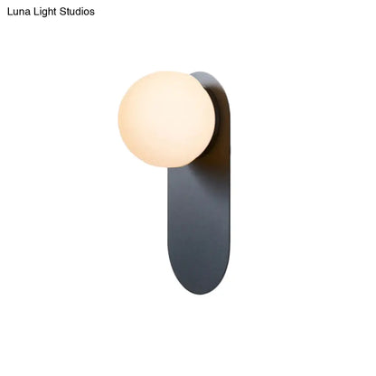 DecorBites™ DecorBites™ Minimalist Black Iron Wall Sconce Light - Orb Glass Shade, Flush Mount, 1 Bulb