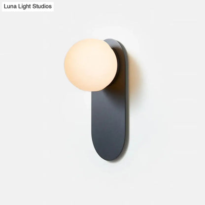 DecorBites™ DecorBites™ Minimalist Black Iron Wall Sconce Light - Orb Glass Shade, Flush Mount, 1 Bulb