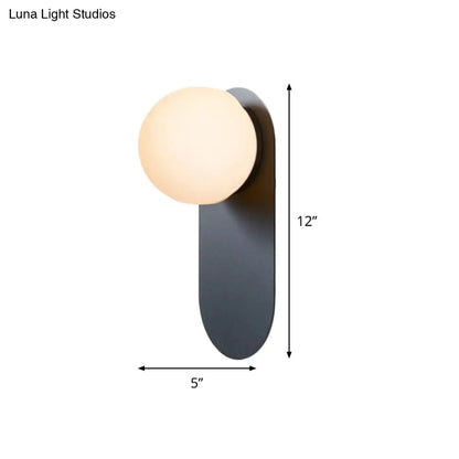 DecorBites™ DecorBites™ Minimalist Black Iron Wall Sconce Light - Orb Glass Shade, Flush Mount, 1 Bulb