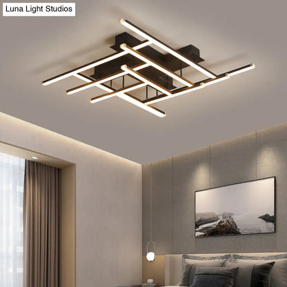 DecorBites™ DecorBites™ Minimalist Black LED Acrylic Semi Flush Ceiling Light - Crossed Design