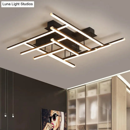DecorBites™ DecorBites™ Minimalist Black LED Acrylic Semi Flush Ceiling Light - Crossed Design