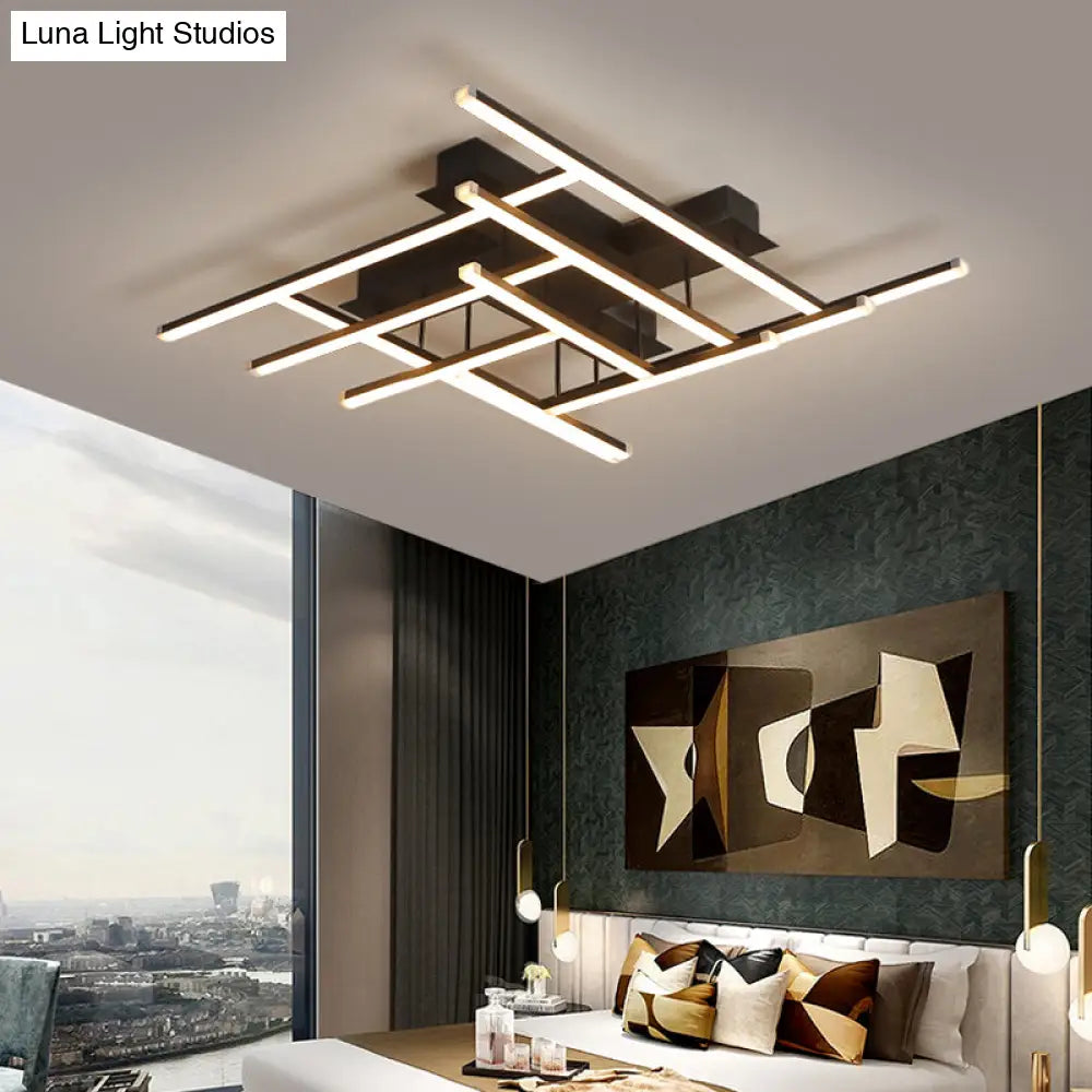 DecorBites™ DecorBites™ Minimalist Black LED Acrylic Semi Flush Ceiling Light - Crossed Design