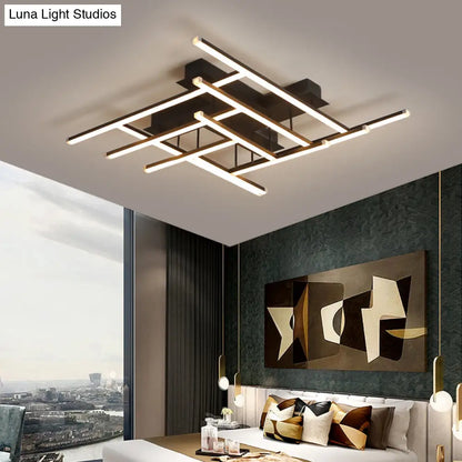 DecorBites™ DecorBites™ Minimalist Black LED Acrylic Semi Flush Ceiling Light - Crossed Design