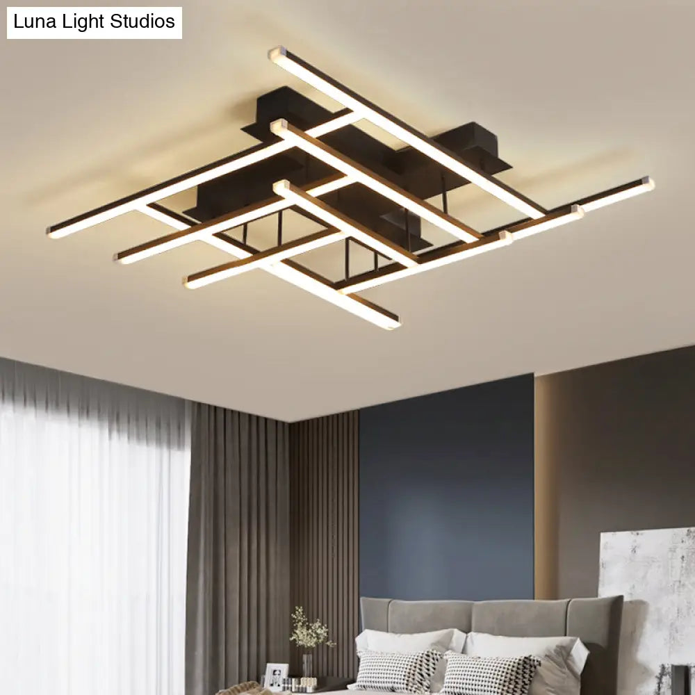 DecorBites™ DecorBites™ Minimalist Black LED Acrylic Semi Flush Ceiling Light - Crossed Design