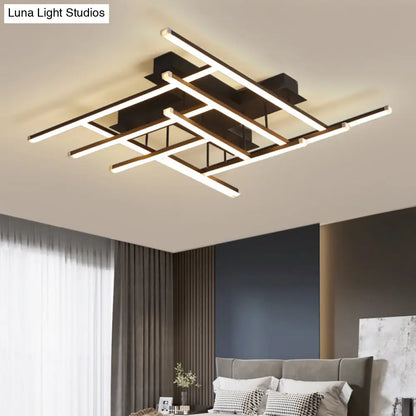 DecorBites™ DecorBites™ Minimalist Black LED Acrylic Semi Flush Ceiling Light - Crossed Design