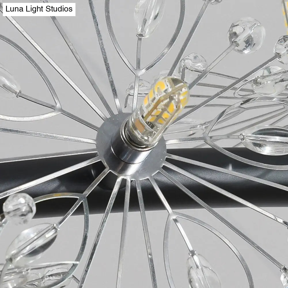 Lámpara de araña LED minimalista negra - Lámpara colgante circular con cuentas de cristal, 20,5"/26"/34" de ancho