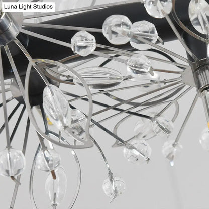 Lámpara de araña LED minimalista negra - Lámpara colgante circular con cuentas de cristal, 20,5"/26"/34" de ancho