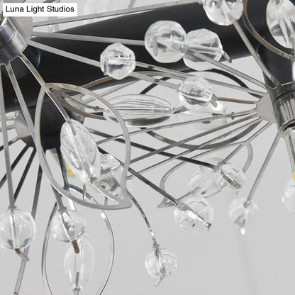 Lámpara de araña LED minimalista negra - Lámpara colgante circular con cuentas de cristal, 20,5"/26"/34" de ancho