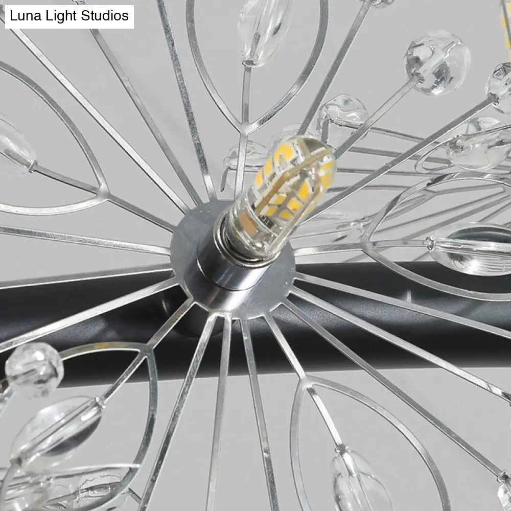 Lámpara de araña LED minimalista negra - Lámpara colgante circular con cuentas de cristal, 20,5"/26"/34" de ancho