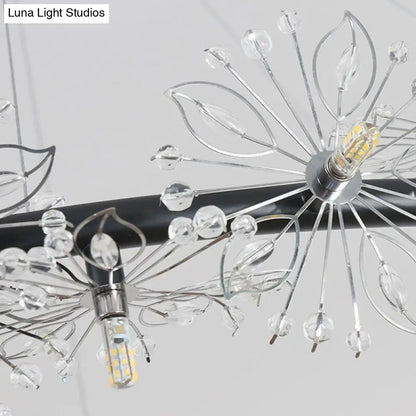 Lámpara de araña LED minimalista negra - Lámpara colgante circular con cuentas de cristal, 20,5"/26"/34" de ancho