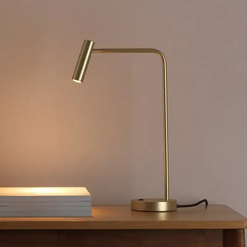 Brass-finished adjustable enna led dimmable floor lamp with cylindrical head for minimalist living room lighting