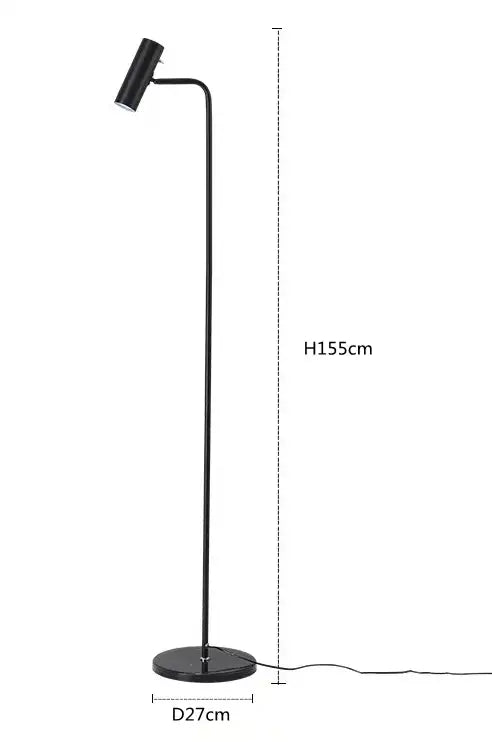 Black metal floor lamp with sleek minimalist design and adjustable head enna led dimmable floor lamp for living room