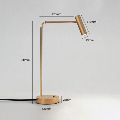 Modern brass-finished desk lamp with adjustable arm paired with minimalist black enna led dimmable floor lamp for living room
