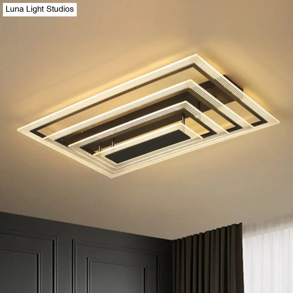 DecorBites™ DecorBites™ Minimalist Black LED Flush Mount Light Fixture for Living Room: Rectangle Acrylic Semi Flush