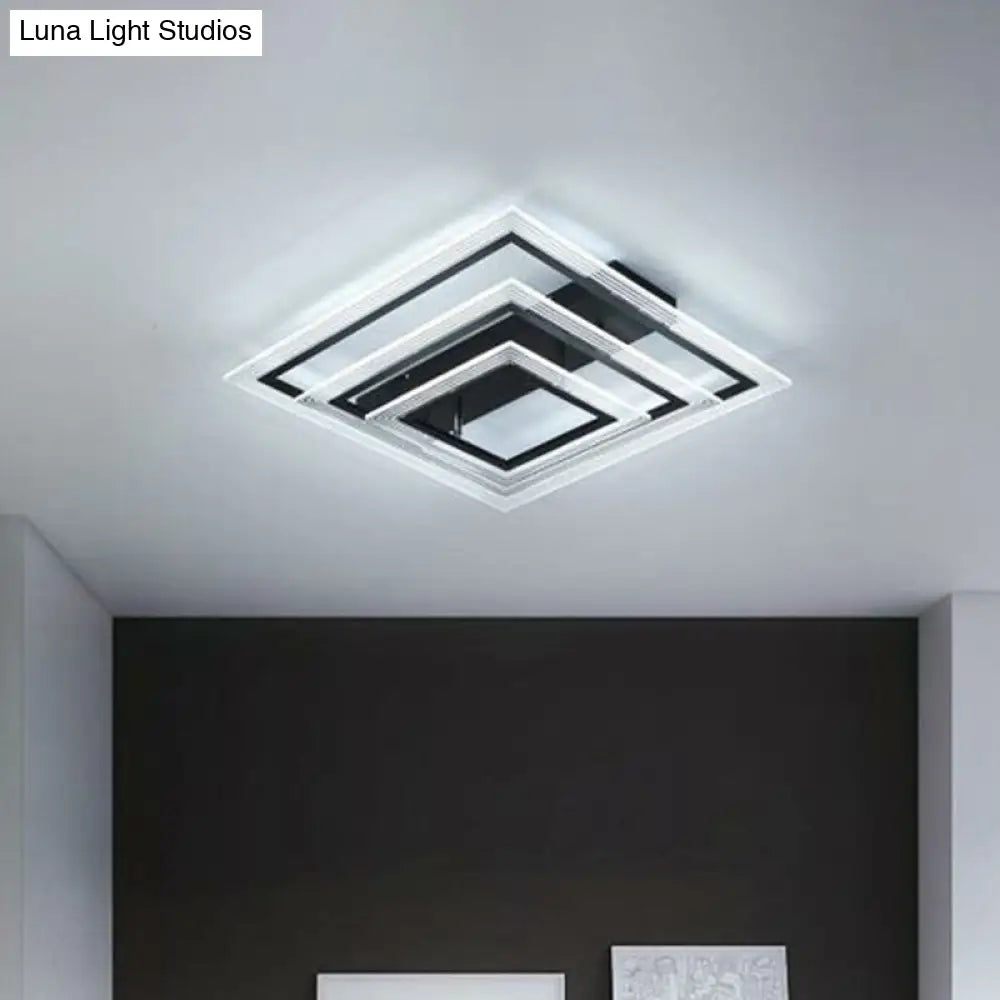 DecorBites™ DecorBites™ Minimalist Black LED Flush Mount Light Fixture for Living Room: Rectangle Acrylic Semi Flush