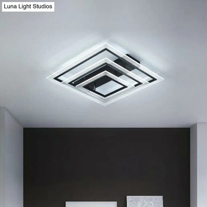 DecorBites™ DecorBites™ Minimalist Black LED Flush Mount Light Fixture for Living Room: Rectangle Acrylic Semi Flush