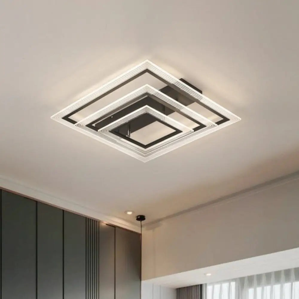 DecorBites™ DecorBites™ Minimalist Black LED Flush Mount Light Fixture for Living Room: Rectangle Acrylic Semi Flush