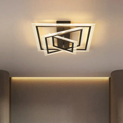 DecorBites™ DecorBites™ Minimalist Black LED Flush Mount Light Fixture for Living Room: Rectangle Acrylic Semi Flush