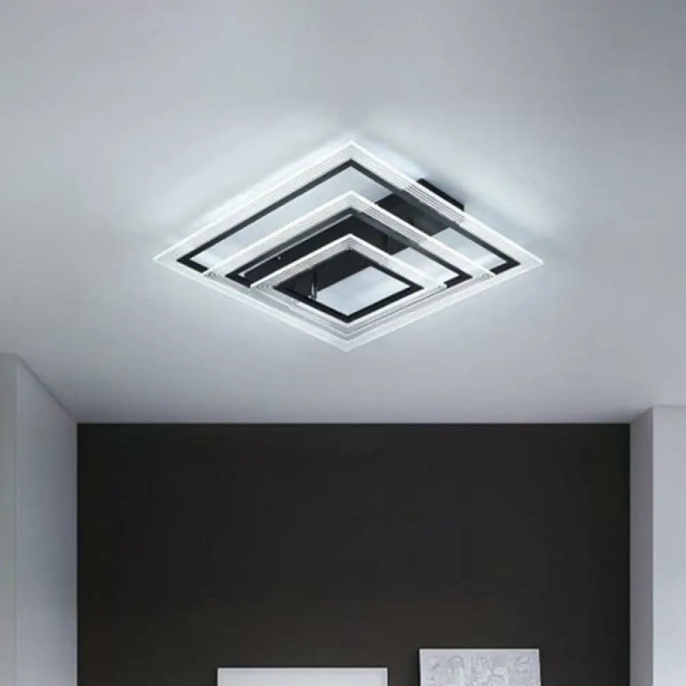 DecorBites™ DecorBites™ Minimalist Black LED Flush Mount Light Fixture for Living Room: Rectangle Acrylic Semi Flush