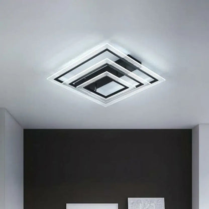DecorBites™ DecorBites™ Minimalist Black LED Flush Mount Light Fixture for Living Room: Rectangle Acrylic Semi Flush