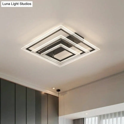 DecorBites™ DecorBites™ Minimalist Black LED Flush Mount Light Fixture for Living Room: Rectangle Acrylic Semi Flush