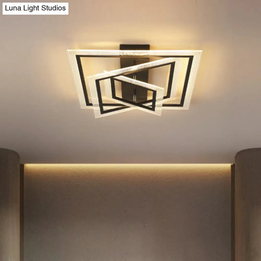 DecorBites™ DecorBites™ Minimalist Black LED Flush Mount Light Fixture for Living Room: Rectangle Acrylic Semi Flush