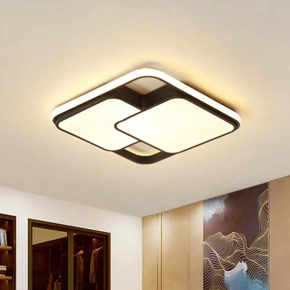 DecorBites™ DecorBites™ Minimalist Black LED Rhombus Acrylic Flush Mount Lighting Fixture
