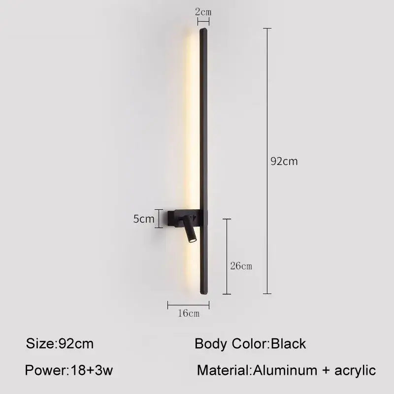 Minimalist black led wall sconce with slim aluminum and acrylic design emitting warm light for living room decorbites led wall use