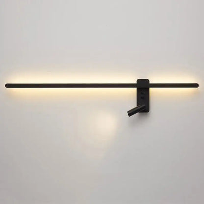 Minimalist black led wall sconce with a sleek horizontal bar and adjustable spotlight for modern living room decorbites led wall