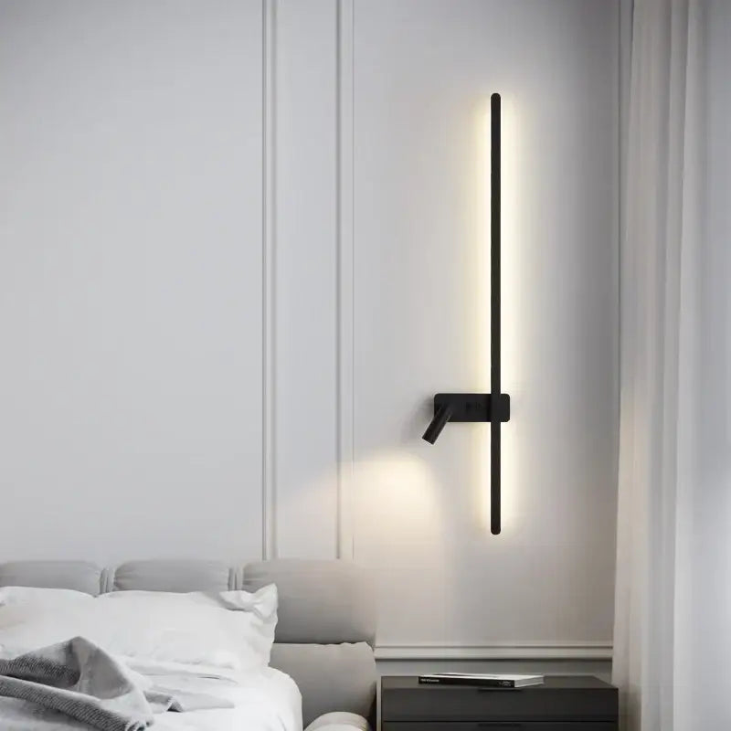 Minimalist black led wall sconce with sleek vertical bar and adjustable angled light fixture for modern decorbites led wall decor