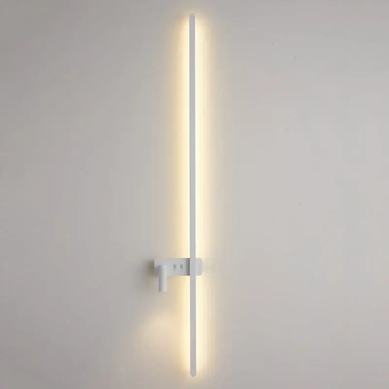 Minimalist black led wall sconce with sleek white wall-mounted design and warm vertical led strip for living room decorbites led wall