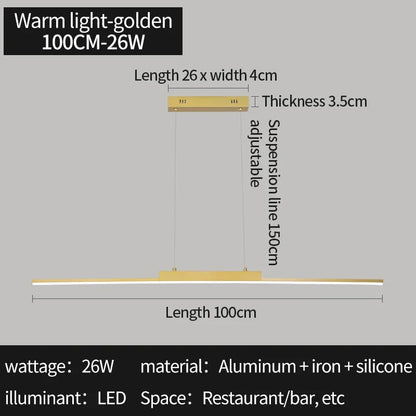 Minimalist Black Linear LED Pendant Light, Dimmable - Decorbites