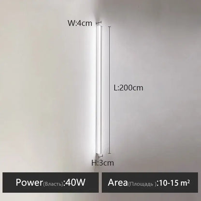 A sleek modern 40w white cylindrical wall lamp 200cm by 4cm providing warm glow for bedroom wall use